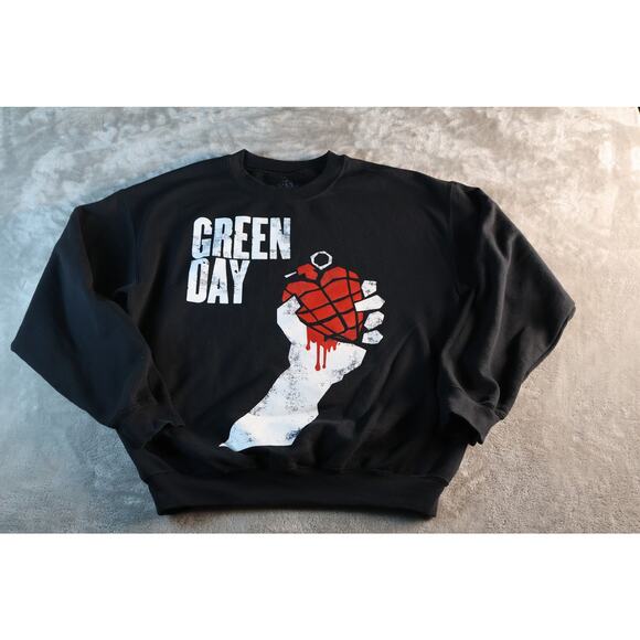 Green Day Sweatshirt Mens Medium American Idiot Heart Punk Rock Band Crewneck - Picture 1 of 7